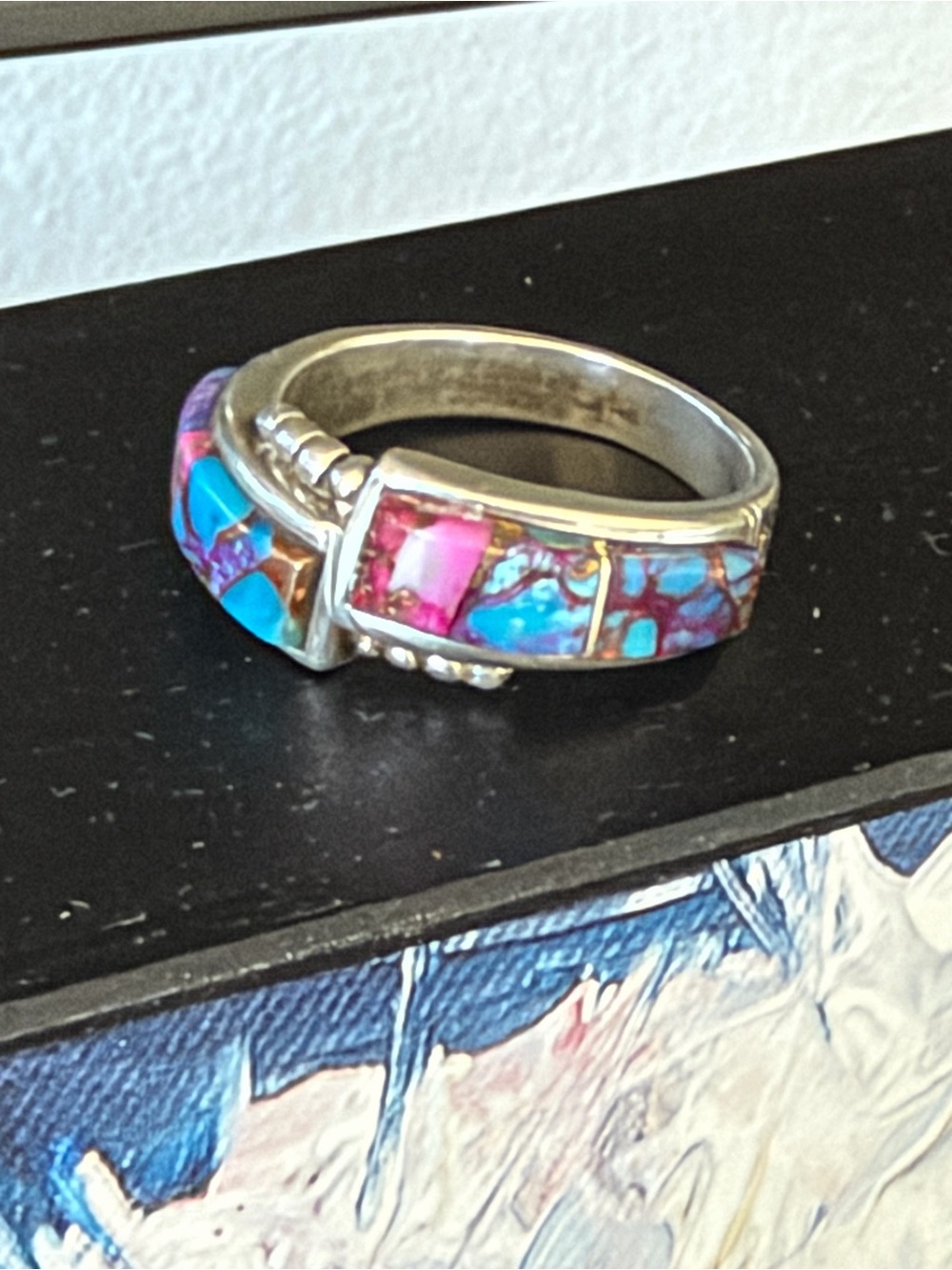 Navajo Turquoise Pink Conch Ring